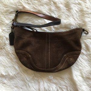 Coach Suede Leather Baguette Bag Purse Mini